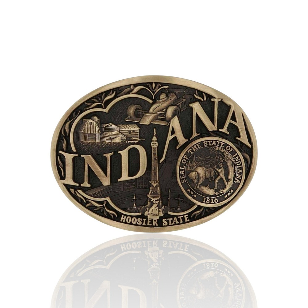 Montana Silversmiths Indiana State Heritage Belt Buckle - New in Box